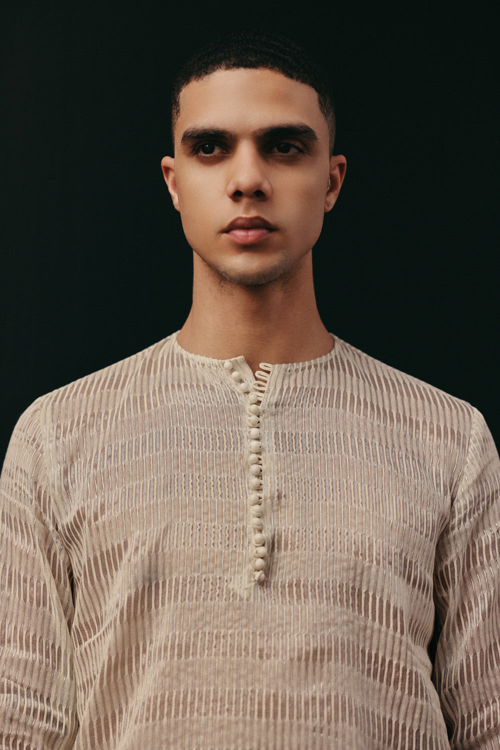 TISSUE CHANDERI KURTA WITH POTLI BUTTONS