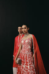 RED PARSI GAARA LEHENGA
