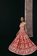 RED PARSI GAARA LEHENGA