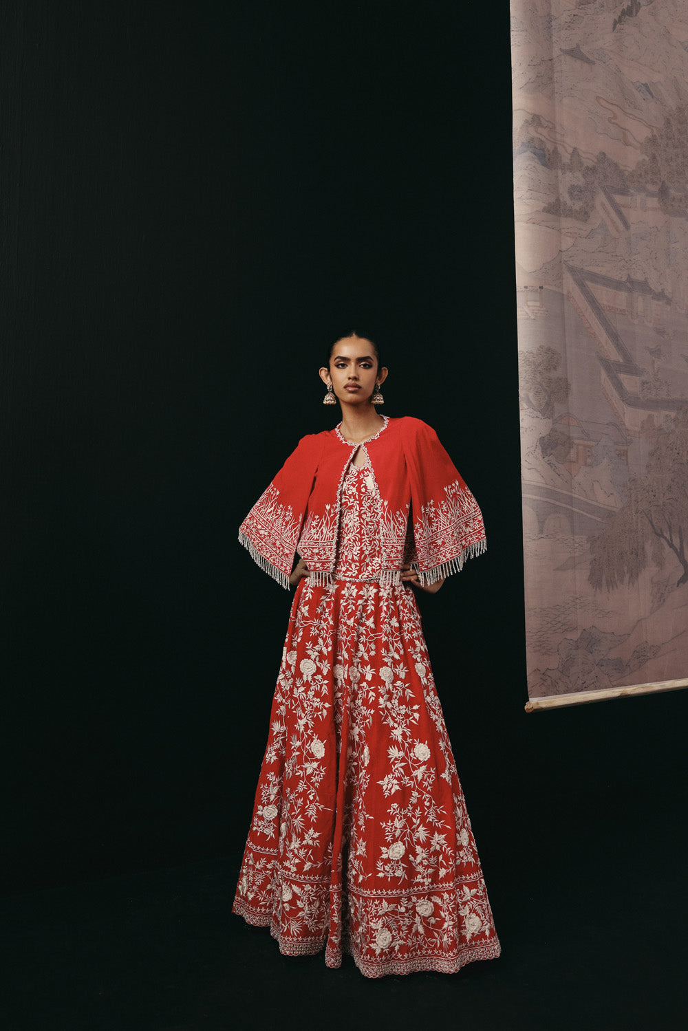 RED PARSI GAARA LEHENGA