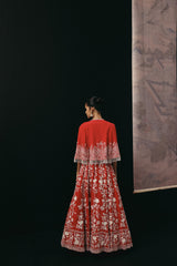 RED PARSI GAARA LEHENGA