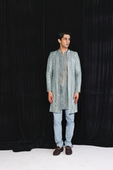 POWDER BLUE BANARASI TISSUE KURTA