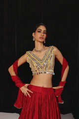 CRUSHED SILK LEHENGA SET
