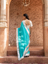 Sky Blue Pure Georgette Handloom Gota Patti Saree