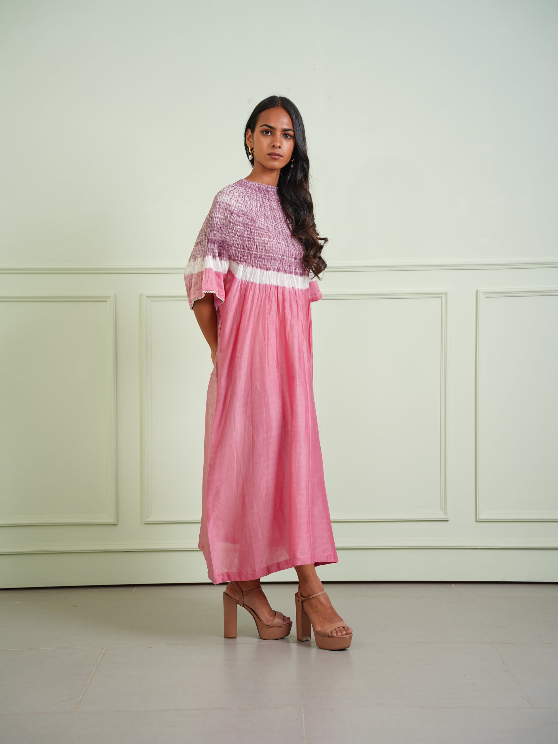SHIBORI TISSUE SHORT SLEEVES KURTA
