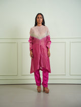 SHIBORI TISSUE BOX PLEAT SHORT KURTA