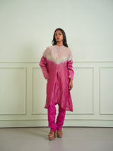 SHIBORI TISSUE BOX PLEAT SHORT KURTA