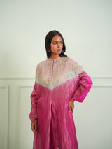 SHIBORI TISSUE BOX PLEAT SHORT KURTA