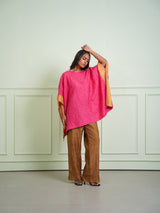 CRUSHED BANDHANI COLOR BLOCK WIDE SLEEVES TUNIC