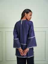 CRUSHED BANDHANI COLOR BLOCK TOP