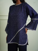 CRUSHED BANDHANI COLOR BLOCK TOP