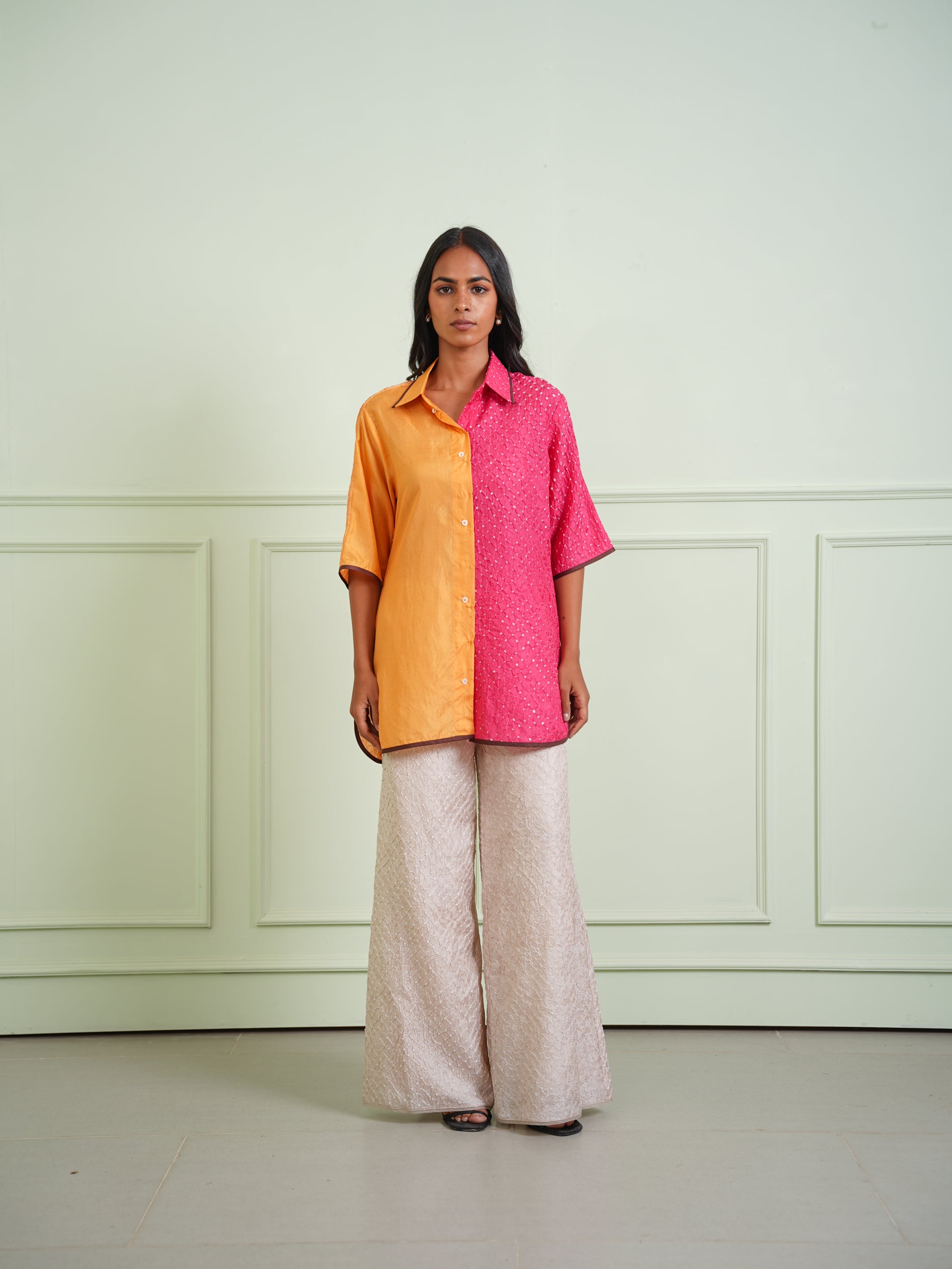 crushed bandhani pants