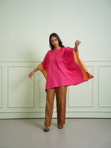 CRUSHED BANDHANI COLOR BLOCK WIDE SLEEVES TUNIC