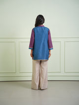 CRUSHED BANDHANI COLOR BLOCK KURTA SHIRT