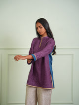 CRUSHED BANDHANI COLOR BLOCK KURTA SHIRT