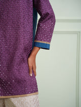 CRUSHED BANDHANI COLOR BLOCK KURTA SHIRT