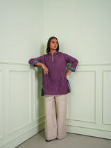 CRUSHED BANDHANI COLOR BLOCK KURTA SHIRT