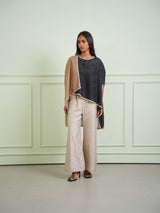 CRUSHED BANDHANI COLOR BLOCK ASYM CAPE TOP