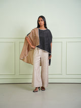 CRUSHED BANDHANI COLOR BLOCK ASYM CAPE TOP