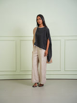 CRUSHED BANDHANI COLOR BLOCK ASYM CAPE TOP