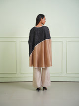 CRUSHED BANDHANI COLOR BLOCK ASYM CAPE TOP