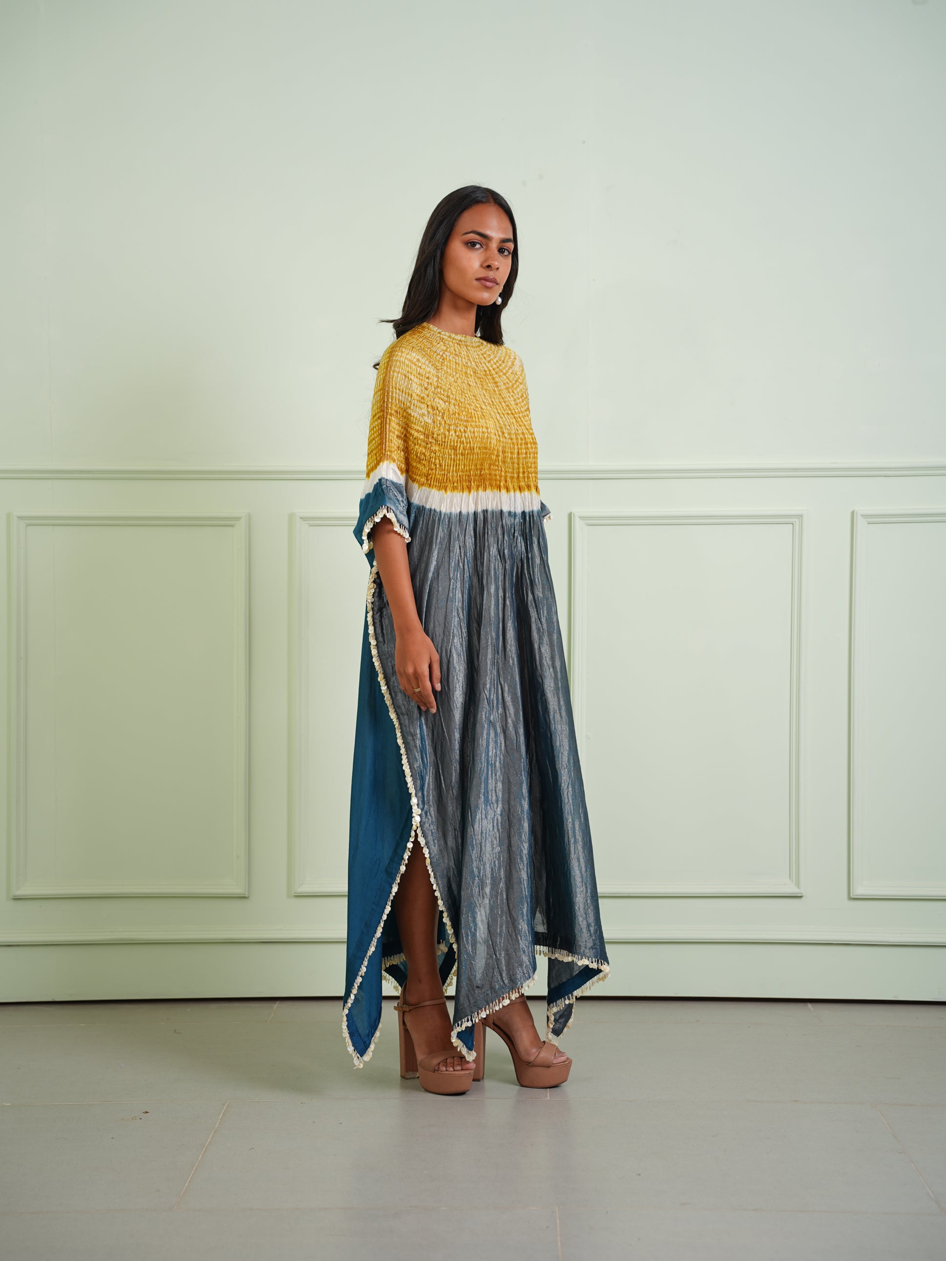 SHIBORI TISSUE SLEEVES KAFTAN