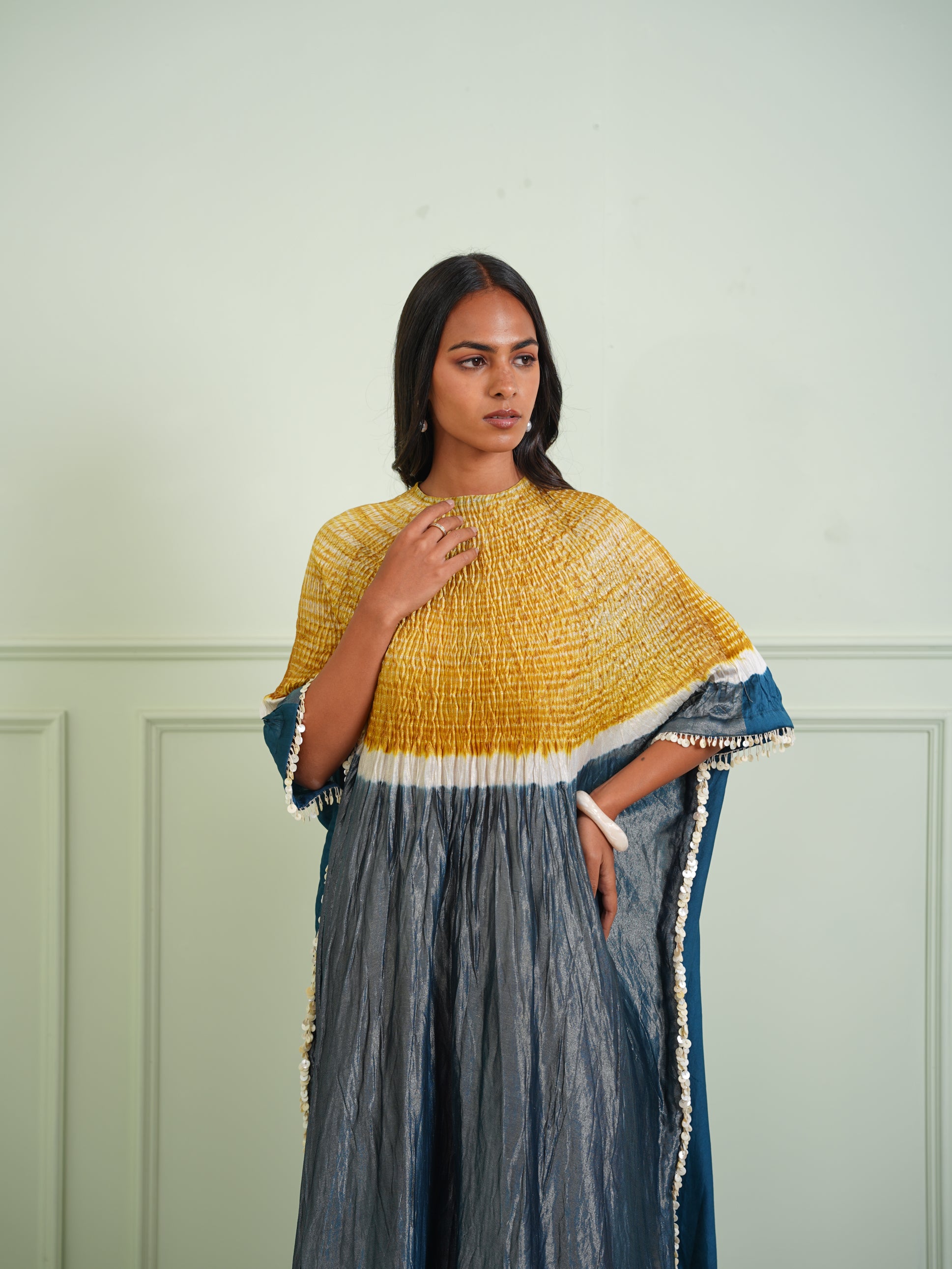 SHIBORI TISSUE SLEEVES KAFTAN