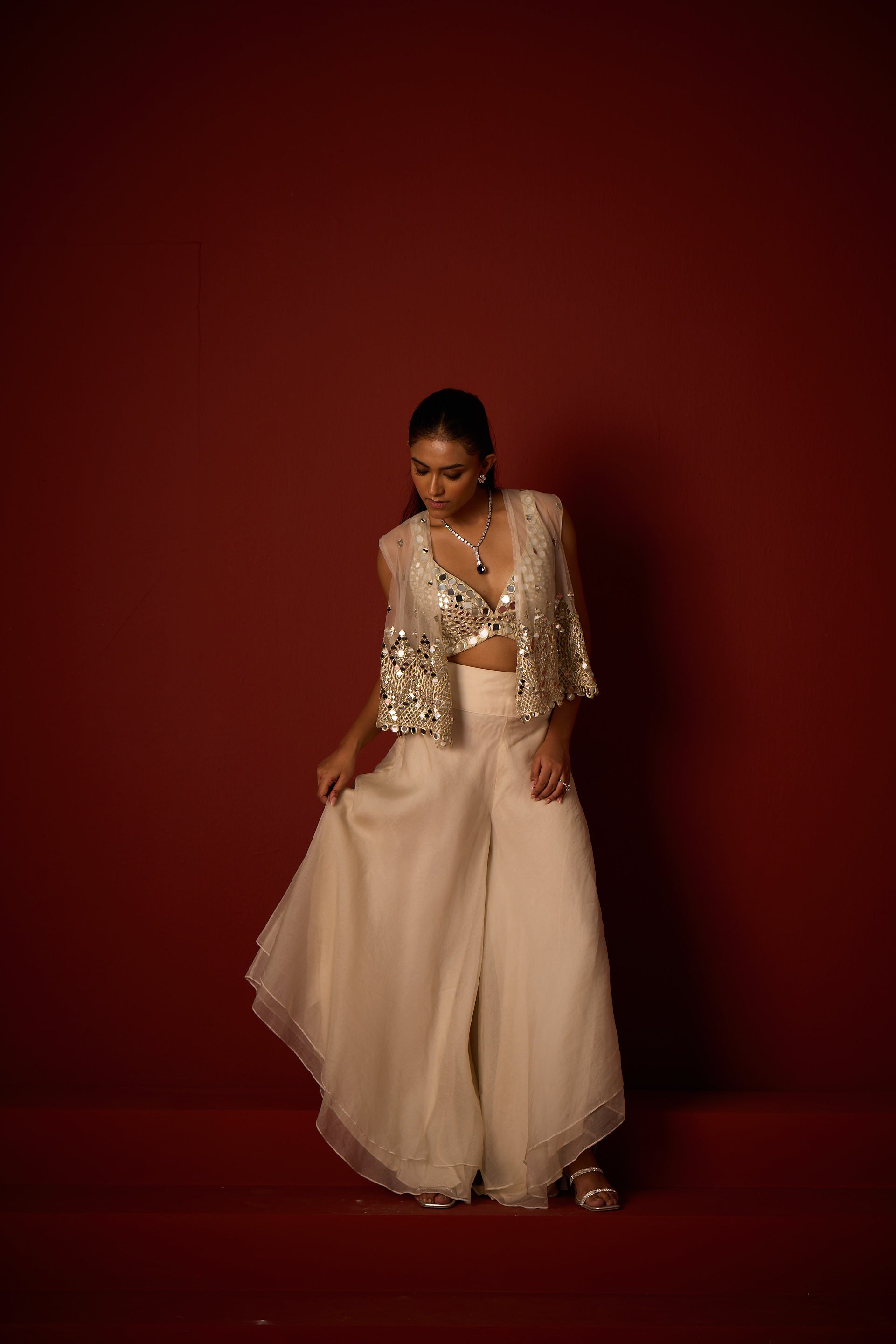 Organza Asymetrical Flared Pants