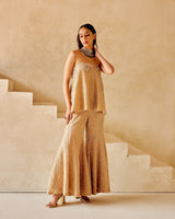 MIRRORWORK STRAPLESS ZARI TOP