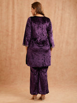 PURPLE VELVET PITA EMBROIDERED CO-ORD SET