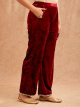 MAROON VELVET ANARKALI KURTA SET
