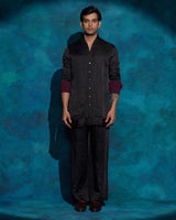 BLACK SHAWL COLLAR KURTA SET