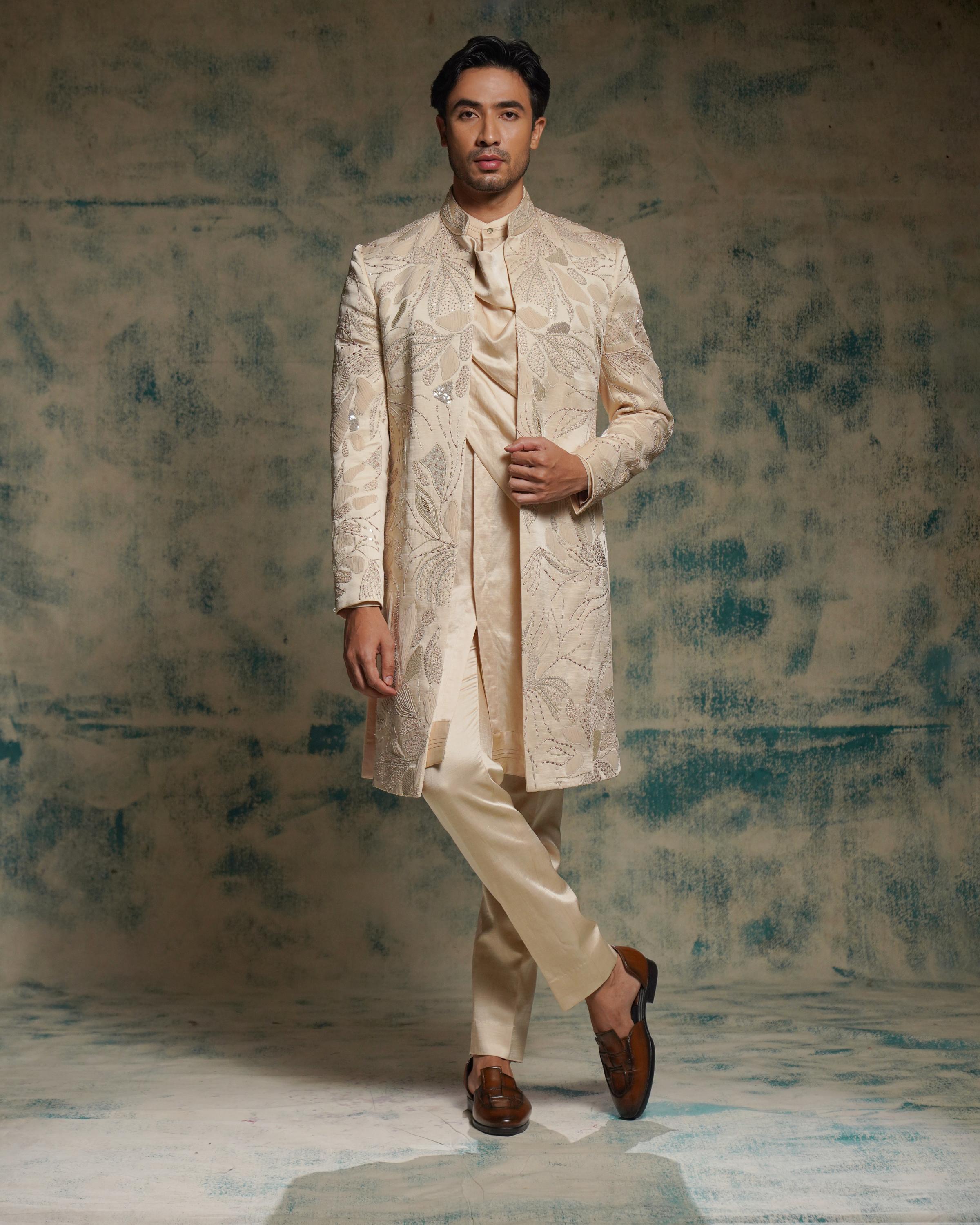 Buttercream hand embroidered contempoarary jacket set