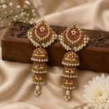 Layered Jadau Pearl Jhumka Earrings