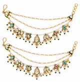 Kundan Pearl Drop Ear Chain