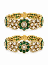 Emerald Floral Moissanite Polki Bangles