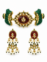 Kundan Beaded Choker with Drop Earrings