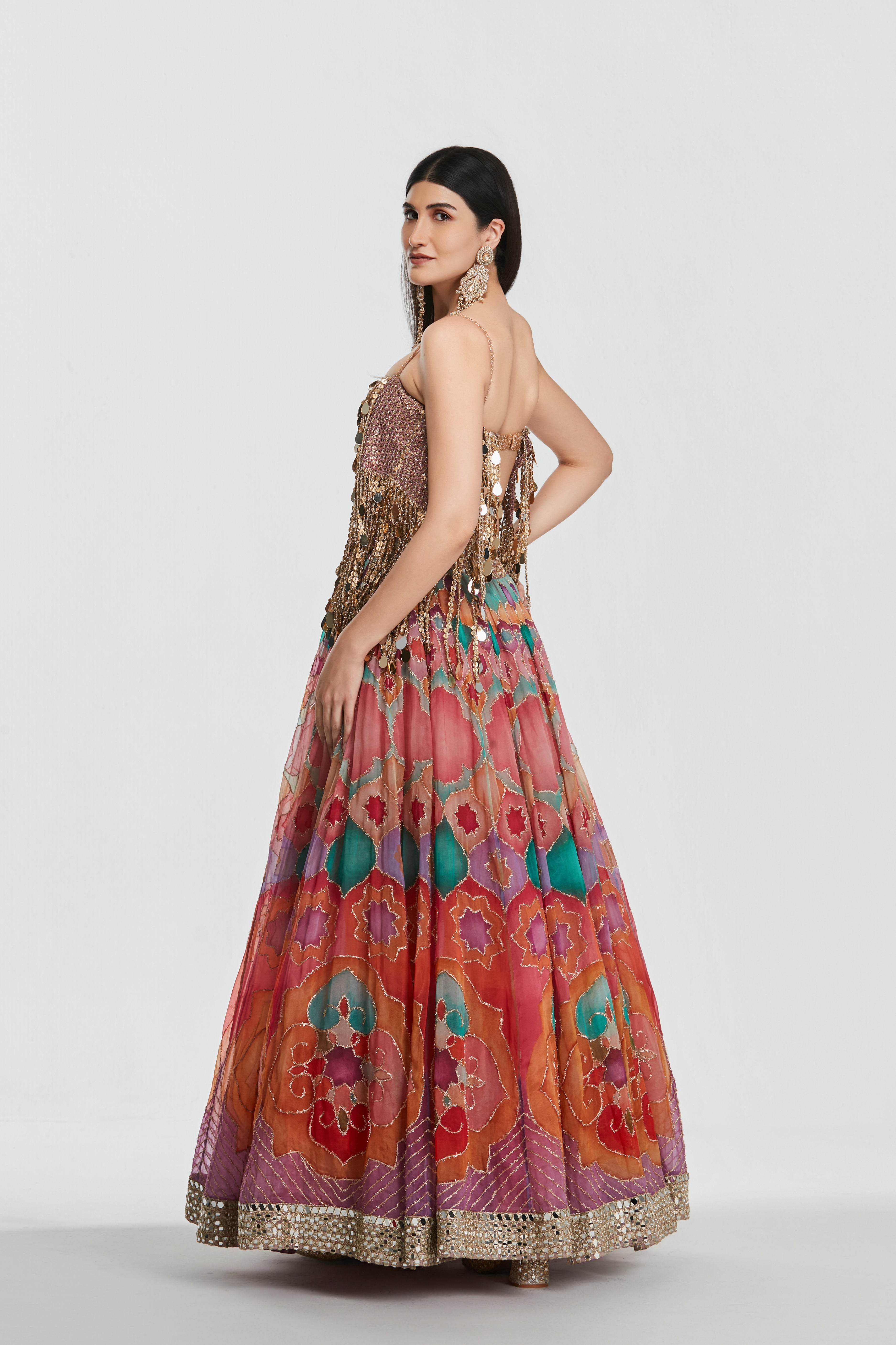 Mirror , zari , sequins , lurex thread