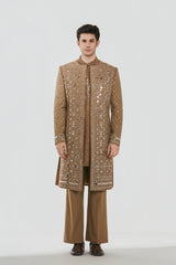 Kurta - Heavy chanderi , Jacket - Neo tech , Pant-Neo tech