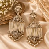Jadau Pearl Tassel Statement Earrings