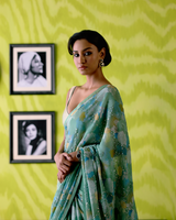 Green Apple Floral Print Saree with Blouse