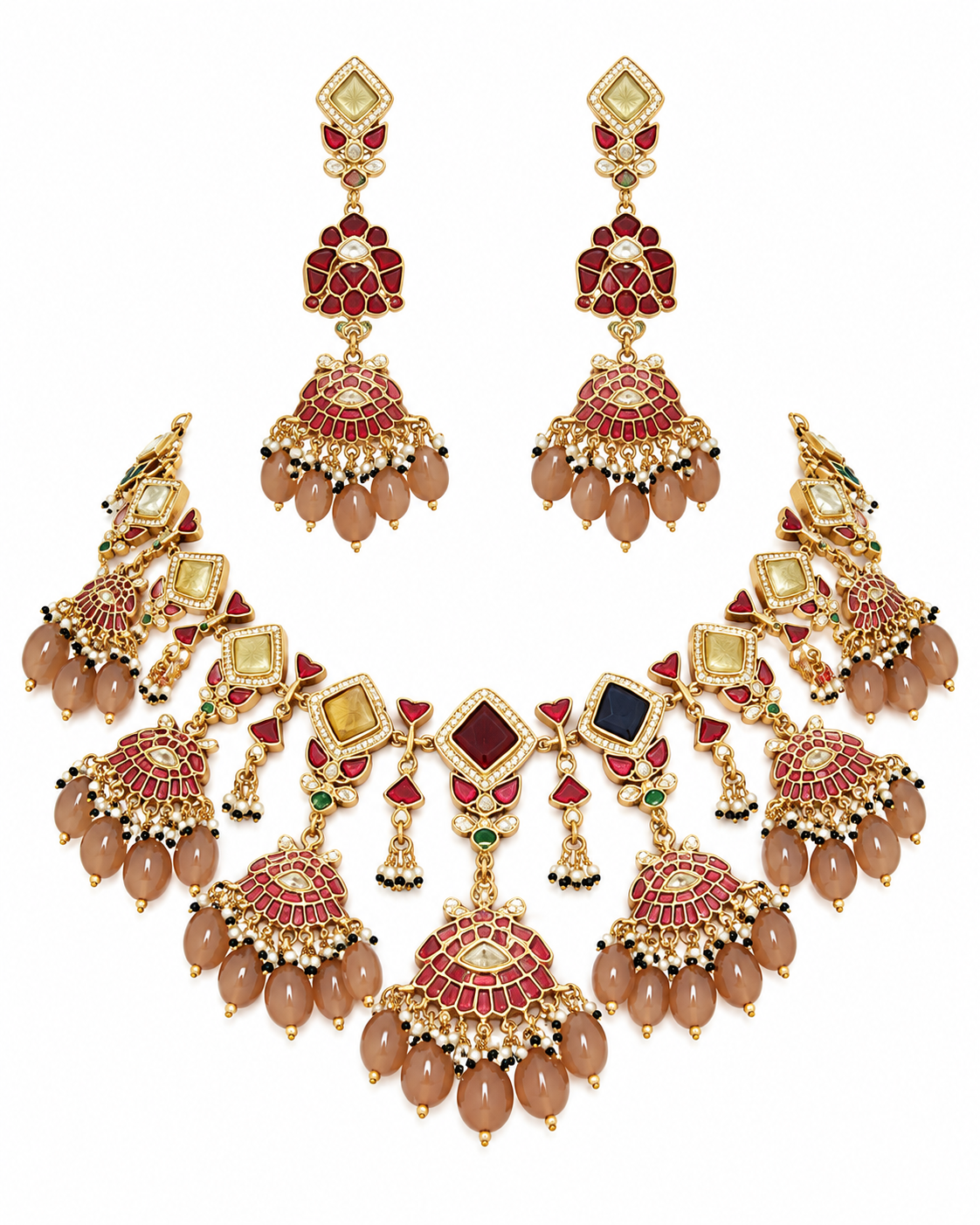 Multicolor Kundan Drop Necklace Set 20