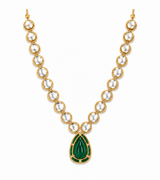 Kundan Green Drop Pendant Necklace