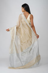 Beige Tissue zari Silk banarasi Handloom Saree