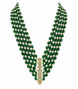 Layered Green Beaded Pearl Kundan Mala