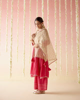 Fuchsia Bloom Gota Anarkali with Wide Leg Pants & Dupatta - Set of 3