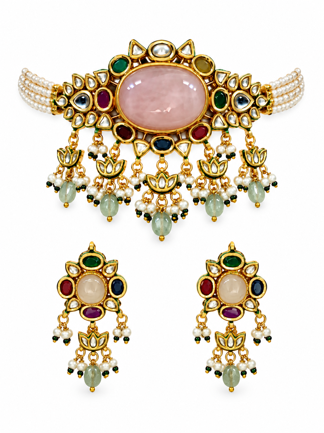 Kundan Stone Choker with Drop Earrings