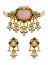 Kundan Stone Choker with Drop Earrings