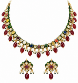 Navratna Kundan Pearl Necklace Set