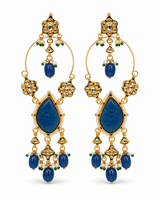 Sapphire Kundan Statement Drop Earrings